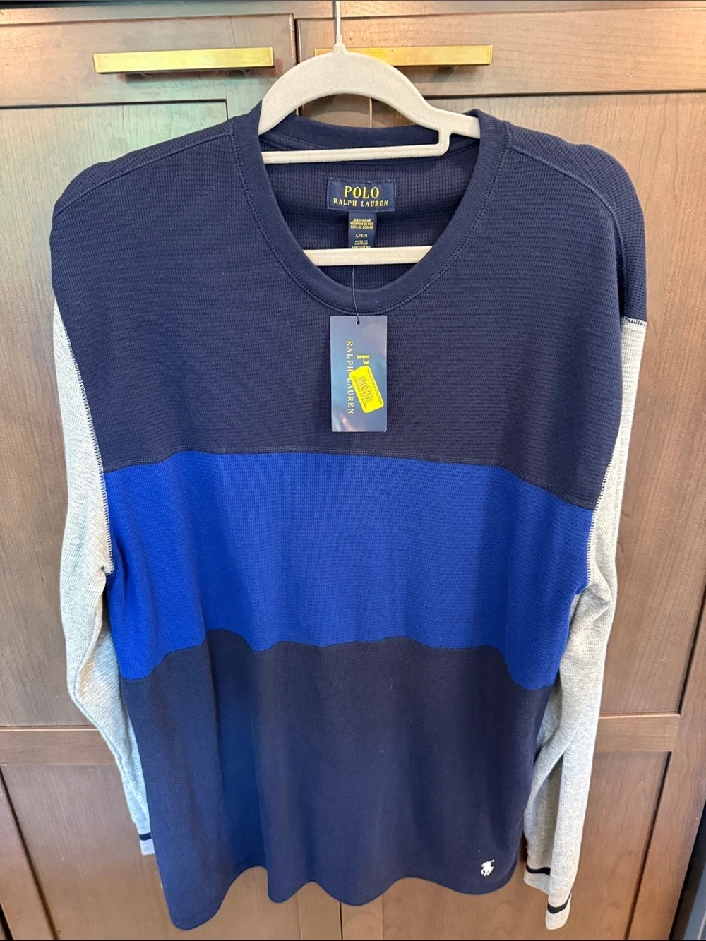 Polo by Ralph Lauren Navy, Royal Blue & Gray Colorblock Long-Sleeve Shirt